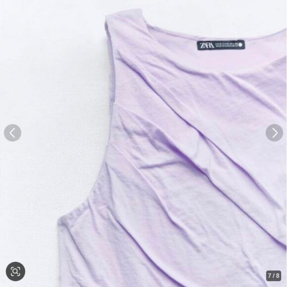 Purple Zara Crinkled Ruched Sleeveless T-Shirt Top (NWT) - Picture 3 of 6